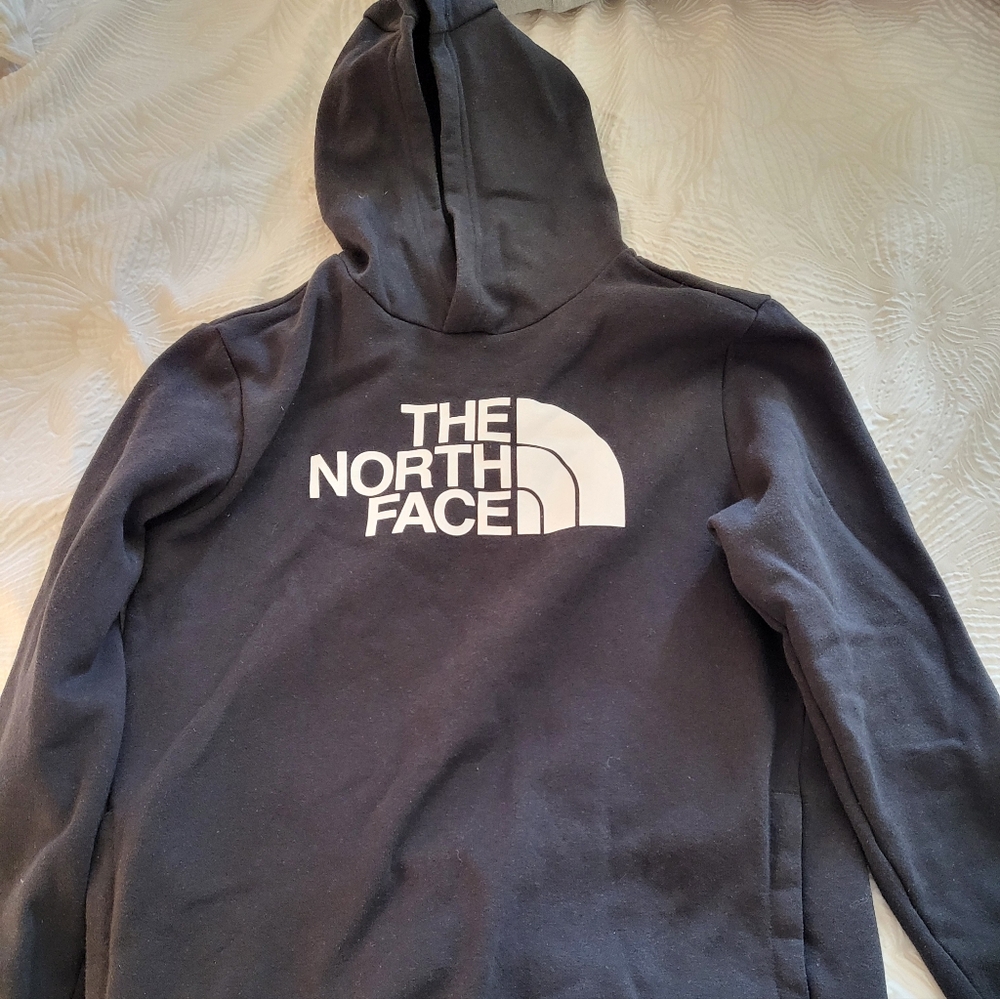 The North Face Charcoal Hoodie with White Logo Kid/ Teen